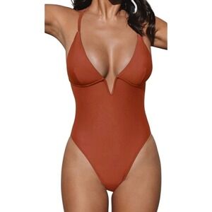 NEW Cupshe One Piece Large Swimsuit V Neck Criss Cross Back Swim Beach